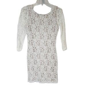 Diane von Furstenberg Off-White Floral Lace Zarita Sheath Dress Size 4 G7